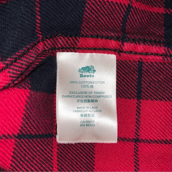Roots Red & Black Plaid Button Down Flannel Shirt - Picture 6 of 7